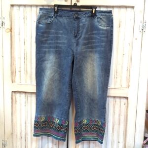 W.A.Y , wonderful and young, wide leg embroidered jeans. 16W